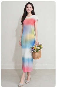 PY 2026 Summer New Arrival Hot Miyake Pleated Dress Plus Size Gradient LooseiDress Plus Size Women's Clothing Wholesale - Product Image 3