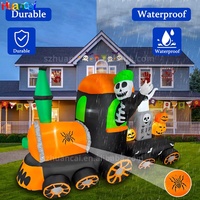 7ft Horreur Gonflable Fantôme Train Halloween Pierre Tombale Citrouille Fabricant OEM Vente En Gros Halloween Gonflable pour Jardin Cour