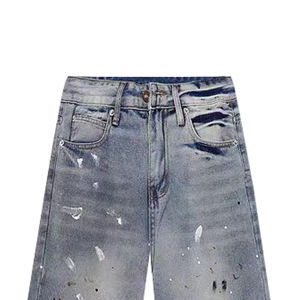 100% Baumwolle Heavyweight Denim Overs ized Skate Fit Herren Colossus Jeans Low-Rise Grau Blau Wash Bolted Nieten Winter Niet - Product Image 4