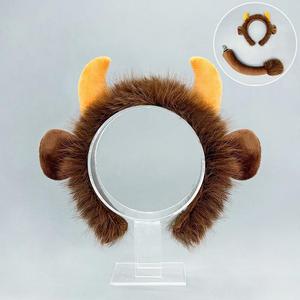 S0007 cosplay thiết lập Halloween động vật Headband và đuôi thiết lập lông yak Tai Headband và đuôi thiết lập gia súc tai và đuôi cosplay Prop - Product Image 4