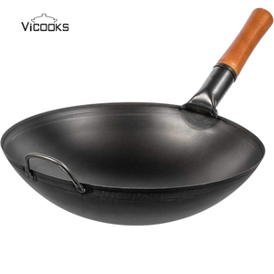 Sartén Wok <span class=keywords><strong>de</strong></span> acero al carbono Premium <span class=keywords><strong>de</strong></span> 17 "presazonada con espátula y cucharón - Product Image 3