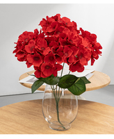 Ramo de 5 Hortensias de Seda Grandes, Múltiples Colores, Flores Artificiales en Florero, Listas para Decoración del Hogar, Bodas, Navidad, Resistentes al Agua