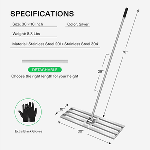 Jh-mech hiệu quả cao cấp cỏ công cụ cho mịn đất vườn sân nặng thép không gỉ 30 "cỏ san lấp mặt bằng cào - Product Image 3