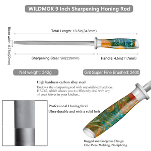 <span class=keywords><strong>Cuchillo</strong></span> de acero de 9 pulgadas de alto carbono <span class=keywords><strong>con</strong></span> logotipo personalizable, recién llegado, barra de afilado <span class=keywords><strong>con</strong></span> mango de resina amarilla para uso en la cocina - Product Image 6