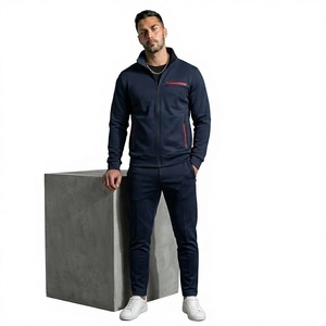 Survêtement zippé classique pour homme en polyester, idéal pour le quotidien, vente en gros, style personnalisé - Product Image 1