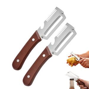 Éplucheur de légumes avec manche en bois de qualité supérieure et ouvre-bouteille, gadget de cuisine multifonctionnel - Product Image 1