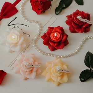 El Yapımı Yaratıcı Gül Çiçeği Şeklinde Soya Balmumu Kokulu Mumlar Özel Etiket Ev Dekoru Sevgililer Günü Düğün Hediyesi Yenilikçi Aroma Mum - Product Image 5