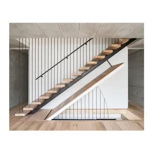 Steel Wood Staircase Modern Folding Stairs / Build Floating Staircase Conform UK Building Regulation