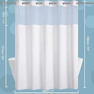 コンボミオノフックホテルスタイルファブリックセットスナップライナーバスルームシースルーウィンドウスパマシン洗えるシャワーカーテン - Product Image 6