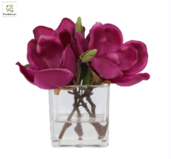 Arreglo Floral de Magnolia Artificial Personalizado de Alta Calidad <span class=keywords><strong>con</strong></span> Jarrón Cuadrado y Agua para Decoración del Hogar y Hoteles - Product Image 4