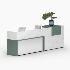 Custom Modern White Solid Surface Cosmetic Reception Table Front <b>Desk</b> Counter Beauty Salon Wood Reception Counter <b>Desks</b> - Product Image 5