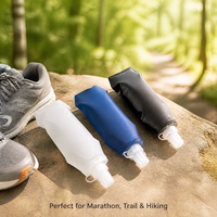 Bouteille d'eau souple pliable en TPU avec logo personnalisé pour marathon, camping, voyage, course à pied - Réutilisable, sans BPA