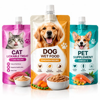 Sachets personnalisés imprimés pour aliments humides pour chiens, sachets à bec verseur pour animaux, friandises à lécher pour chats, suppléments pour animaux, oméga 3, avec bouchon à vis, sans BPA, sacs en plastique OEM