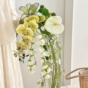Bouquet de fleurs artificielles Yasunobu, roses et pivoines en soie, décoration pour la remise des diplômes et la maison, ensemble combiné fait main - Product Image 2