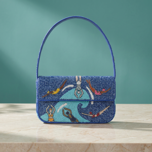 Pochette de soirée à rabat avec chaînes de perles, motif Martini brodé, bandoulière, faite main, écologique, tendance, pour les soirées - Product Image 3