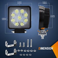 Vente chaude 27W voiture carrée Led lampe de travail chariot élévateur tracteur tout-terrain travail lumière spots LED feux de conduite