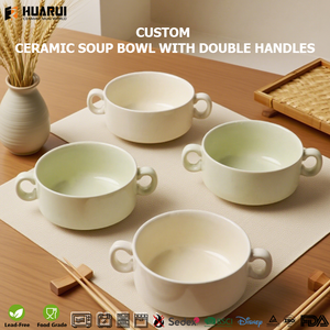 ชามเซรามิกใส่ก๋วยเตี๋ยวหัวหอมแบบฝรั่งเศสพร้อมที่จับคู่เป็นมิตรกับสิ่งแวดล้อมไมโครเวฟสีขาวออกแบบได้ตามที่ต้องการ - Product Image 6