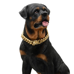 Luxus Gold Hunde halsband führt Kit Bänder Niet Dekoration Solid Bully Link kubanische Kette für große Hunde Choke Halskette Halsband Leine - Product Image 1