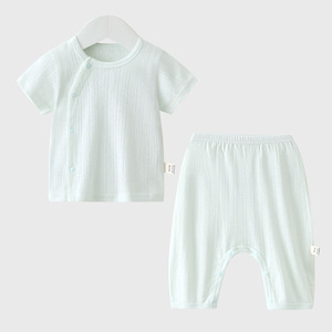<span class=keywords><strong>Pijama</strong></span> de Verano para Bebé Unisex, de Dos Piezas, de Algodón, Casual, Antibacterial, Transpirable, de Secado Rápido, con Botones, Manga Larga y Pantalones Largos - Product Image 5