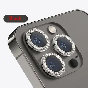 Darbeye moda Glitter kamera Lens koruyucu Iphone 15 için Pro Max 14 artı 13 12 11 Pro Max elmas filmi telefon Lens kapağı