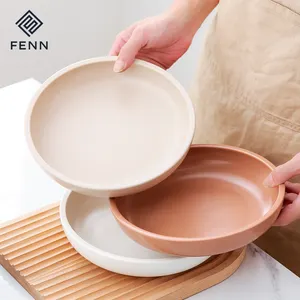 Runde Heide Glasur Porzellan teller Benutzer definierte flache Platte 9 Zoll Restaurant Keramik schale Keramik platte Geschirr