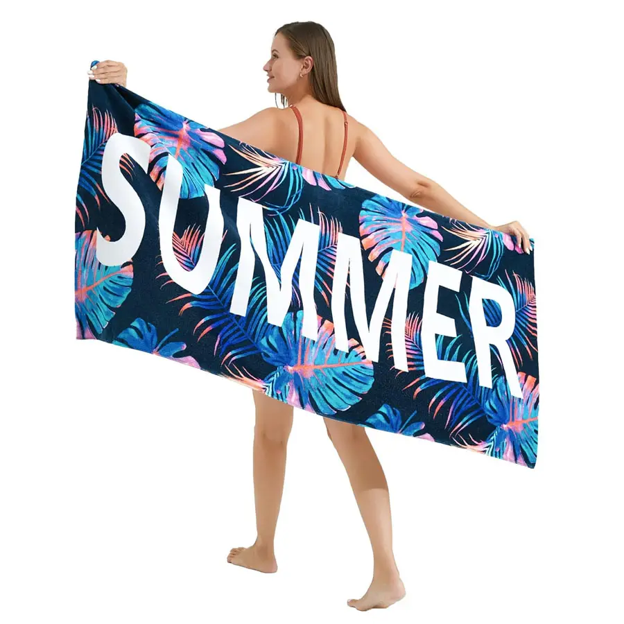 Nuoto estivo asciugamano da spiaggia in spugna di cotone assorbente ad asciugatura rapida con Logo personalizzato stampato