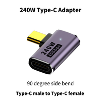 Adaptateur USB C à angle droit PD 240W 40Gbps 90 degrés Adaptateur USB C mâle vers femelle Adaptateur USB C L avec vidéo 8K 60Hz