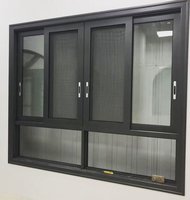 Ventanas Corredizas de Aluminio y Vidrio Pequeñas de Color Champán, Diseño Moderno para Ventanas de Casa, Precio de Fabricante, en Venta