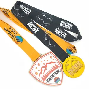 Environment Friendly MDF Wood Crafts Degradable Custom Blank Wooden Medal With Customized Lanyard