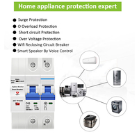 Disjoncteur intelligent sans fil Tuya Zigbee 2 pôles monophasé pour circuit électrique, réglable 10-63A