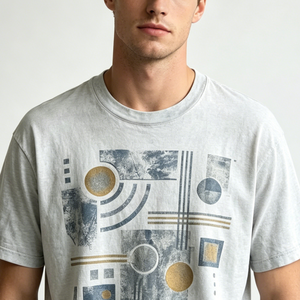 Nouvelle Arrivée T-shirt Homme Gris Respirant Doux de Haute Qualité à Motif Artistique Abstrait Vintage Coupe Oversize pour l'Été Quotidien Hip Hop - Product Image 2