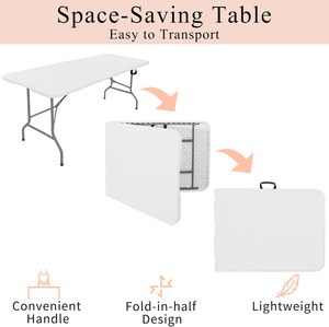 Outdoor Furniture Supplier <b>Folding</b> Half Portable White 6FT <b>Table</b> Outdoor <b>Table</b> for Parties Backyard Events - Product Image 4