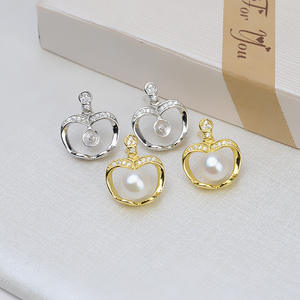 ต่างหูเงินแท้ S925 รูปโบว์ อุปกรณ์ DIY ต่างหูแบบเรียบง่าย พร้อมจี้มุก 7-9 เม็ด ฐานเปล่า 1194 - Product Image 1