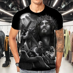 Camisetas de Jesucristo para hombre y mujer, informales, tejidas, 100% algodón, manga corta, cuello redondo, transpirables, ecológicas, moda de verano, Harajuku - Product Image 2