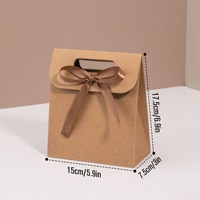 Sac cadeau pliable en papier avec nœud en ruban de satin, sac à main portable avec poignée découpée, sac d'emballage pour bonbons de mariage ou de fête