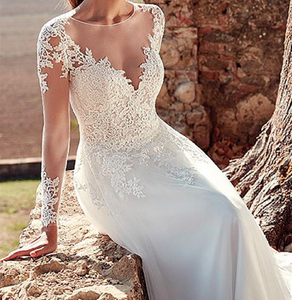 New Design Bianco A Maniche Lunghe Slim Fit Vestito <span class=keywords><strong>Da</strong></span> Cerimonia Nuziale Della <span class=keywords><strong>Sposa</strong></span> - Product Image 6