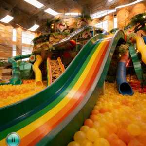 Aire de jeux intérieure personnalisée sur le thème de la <span class=keywords><strong>jungle</strong></span>, <span class=keywords><strong>piscine</strong></span> <span class=keywords><strong>à</strong></span> <span class=keywords><strong>balles</strong></span> verte et jaune avec toboggan, équipement de parc d'attractions intérieur - Product Image 4