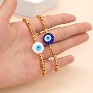 Pulsera <span class=keywords><strong>de</strong></span> cuentas <span class=keywords><strong>de</strong></span> la suerte chapada en oro <span class=keywords><strong>de</strong></span> 18 quilates, regalo <span class=keywords><strong>para</strong></span> <span class=keywords><strong>mejores</strong></span> amigos, amuleto <span class=keywords><strong>de</strong></span> <span class=keywords><strong>ojo</strong></span> malvado, joyería <span class=keywords><strong>de</strong></span> protección - Product Image 3