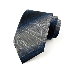 Venta al por mayor 8cm Jacquard patrón estilo poliéster corbata hecha a mano a rayas hombres de negocios corbata - Product Image 6