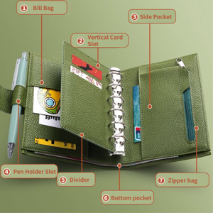 Carnet à spirales magnétique en cuir A7, ultra épais, <span class=keywords><strong>240</strong></span> pages, agenda de voyage portable, logo personnalisé - Product Image 2