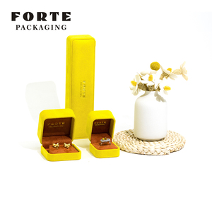 FORTE Wholesale Price Ring Necklace Jewelry Packaging Box Full Set Suede Pendant <b>Bracelet</b> Printable Jewelry Boxes with logo - Product Image 1