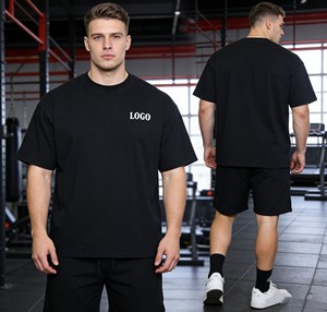 Vêtements pour hommes en gros, Nouveautés été, T-shirt épais 100% coton uni, coupe ample, style vintage, personnalisable, offre spéciale pour hommes - Product Image 3