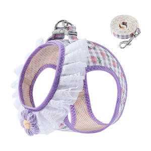 Venta al por mayor de arnés de lujo para perros arnés de chaleco ajustable para perros sin tirones collar de perro conjunto de correa logotipo personalizado diseño arnés de lujo para gatos - Product Image 2