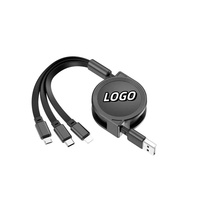 Cable USB Retráctil 3 en 1 con Trenzado, Cargador de Alta Velocidad para Auriculares y Teléfonos Móviles, Logotipo Personalizado, Venta al Por Mayor, Regalos Promocionales