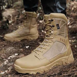 Bottes de combat tactiques 511 pour hommes, hauteur de la cheville, bout rond, cuir véritable, semelle en caoutchouc antidérapante, doublure en maille, utilisation en extérieur - Product Image 4