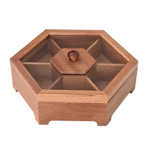 Chinese wood dried fruit box with cover candy collection melon seeds division nut box can be customized logo