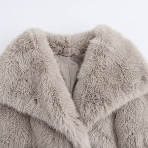 <span class=keywords><strong>Manteau</strong></span> Femme Chic et Décontracté, Nouvel Effet <span class=keywords><strong>Fourrure</strong></span> Synthétique, Coupe Ample Rétro à Manches Longues avec Poches - Product Image 3