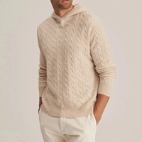 Pull à capuche en cachemire à tricot torsadé pour homme, nouveau design 2026
