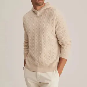 2024 Новый дизайн вязаный кашемировый Мужской пуловер с капюшоном