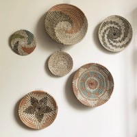 Panier de rangement de fruits de collation de champ scandinave Six pièces Ins peuvent être enlevés jonc de mer tissé tenture murale plante décorative
